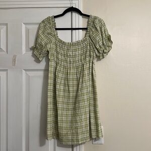 Green plaid dress